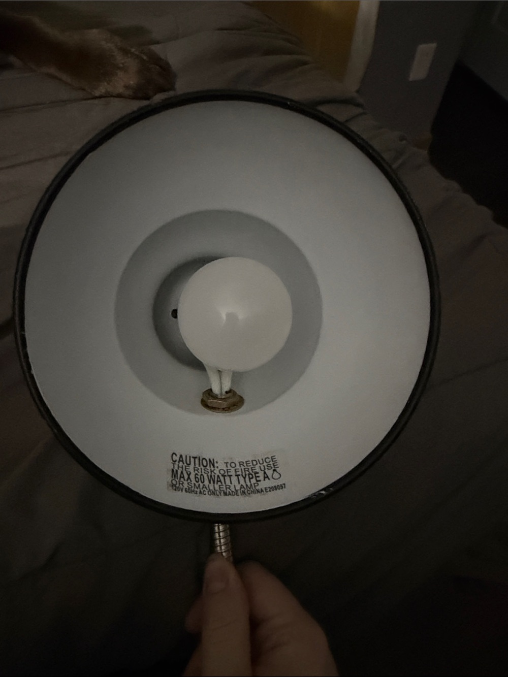 Adjustable Desk Lamp with White Reflector and Black Trim